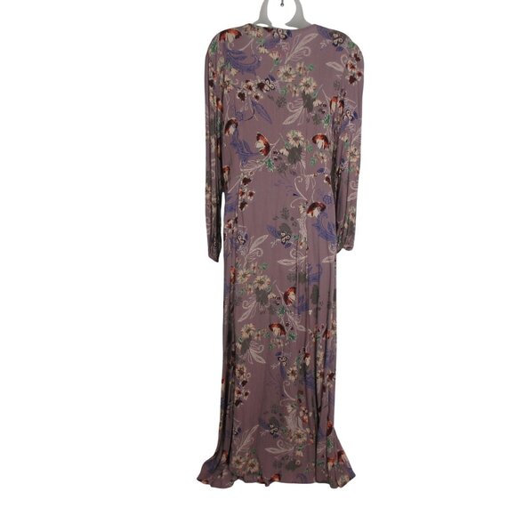 Angie Women's Floral Purple Midi Dress Size M  Bohemian Peasant Romantic - Picture 3 of 7